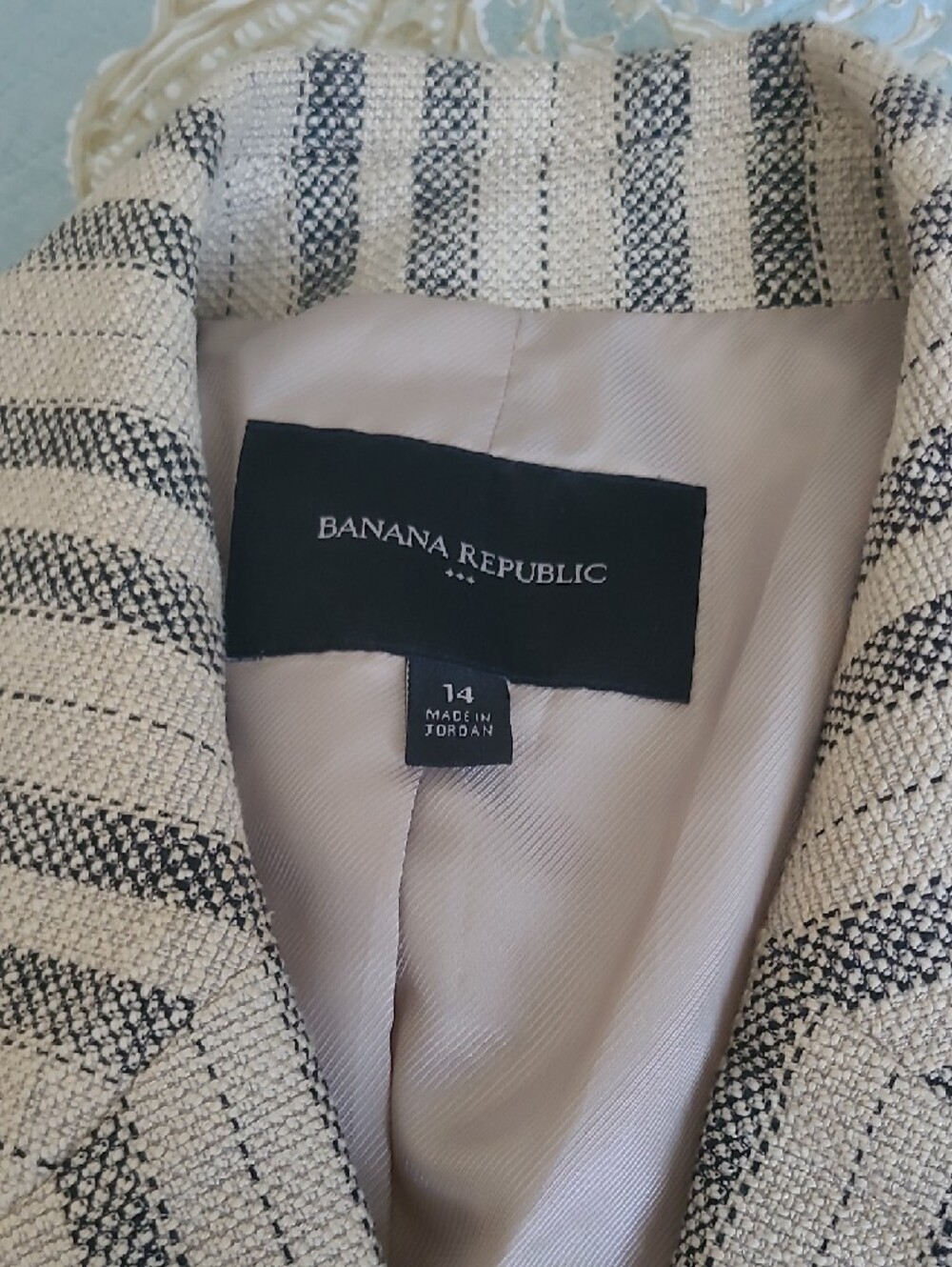 Banana Republic Striped Double-Breasted Blazer - Cream & Black - Picture 4 of 11